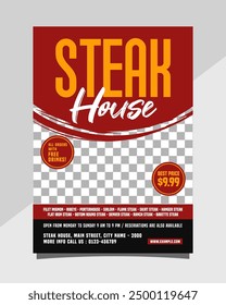 Steak House vertikale Poster oder Flyer Promotion Template Design