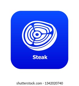 Steak icon blue vector isolated on white background