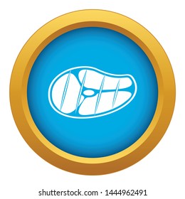 Steak icon blue vector isolated on white background for any design