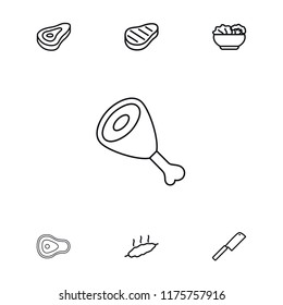 Steak icon. collection of 7 steak outline icons such as beef, food, meat. editable steak icons for web and mobile.