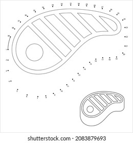 Steak Icon Dot To Dot, Meat Sliced Parallel To The Fibers Vector Art Illustration