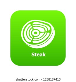 Steak icon green vector isolated on white background