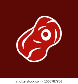 Steak icon isolated on white background. Steak on the bone. Steak closeup