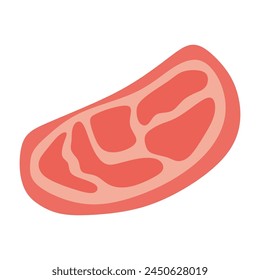 Steak icon Isolated on White. Flat Vector piece of Meat for BBQ, Picnic, Grilled Food. Cartoon design Element, Graphic Element for Sticker, Print, Restaurant menu. Protein Dinner, Roasted Beef, Pork