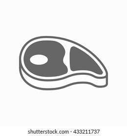 Steak Icon Isolated On White Background. Steak On The Bone. Steak Closeup