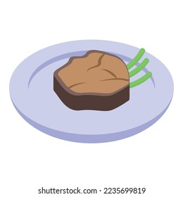 Vector isométrico del icono del filete. Comida barbacoa. Picnic de bomberos