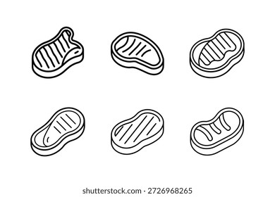 steak icon line art vector illustration isolated