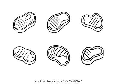 steak icon line art vector illustration isolated