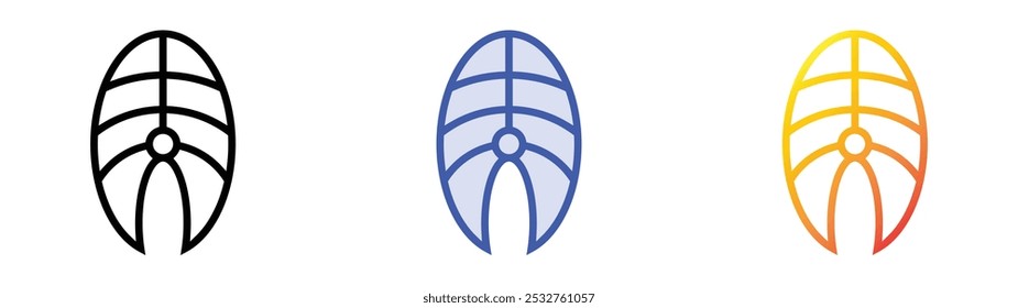steak icon. Linear, Blue Fill and Gradient Style Design Isolated On White Background