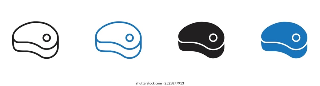 Steak icon linear graphics set vector in black