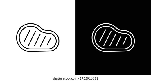Steak icon or logo, simple minimal style. outline doodle icon.