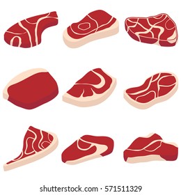 Steak, steak icon, meat, piece of meat, pork, lamb, beef, turkey. Flat design, vector illustration, vector.