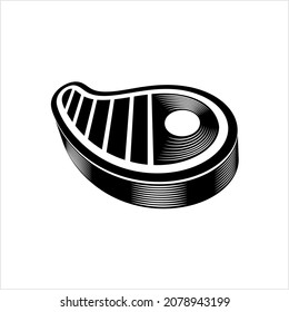 Steak Icon, Meat Sliced Parallel To The Fibers Vector Art Illustration