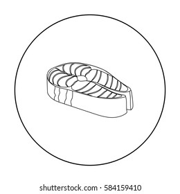 Steak icon in outline style isolated on white background. Sushi symbol stock vector illustration.