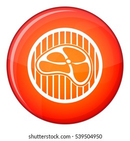 Steak icon in red circle isolated on white background vector illustration
