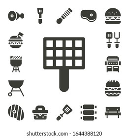 steak icon set. 17 filled steak icons.  Simple modern icons such as: Meat, Burger, Barbecue, Grill, Spatula, Steak, Picnic, Ribs