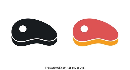 Steak icon set in black and colored versions.