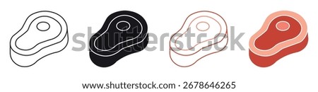 Steak icon set , steak meat, beefsteak chop food, barbecue icon . Vector illustration .
