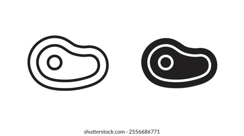 Steak icon set in Thin line black color.