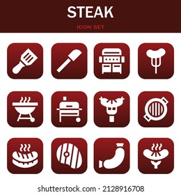 steak icon set. Vector  illustrations related with Spatula, Spatula and Grill