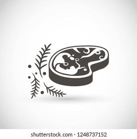 Steak icon with spices vector icon