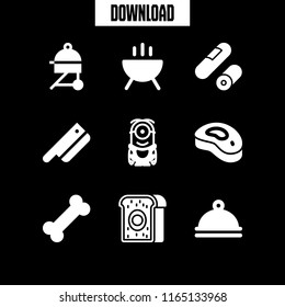 steak icon. This set with meat, bbq, bone and grill vector icons for mobile and web