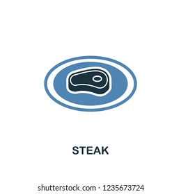 Steak icon. Two colors design style from meal icons collection. Simple illustration of steak icon