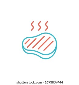 steak icon vector illustration with two color line style. isolated on white background