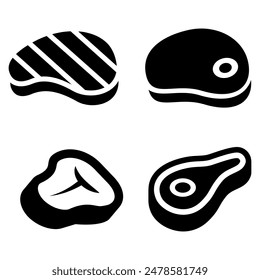 Steak icon vector. Meat illustration sign. Grill symbol. BBQ logo.