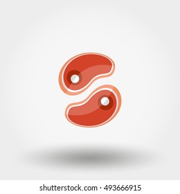 Steak. Icon for web and mobile application. Vector illustration on a white background. Flat design style.