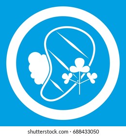 Steak icon white isolated on blue background vector illustration