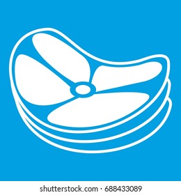 Steak icon white isolated on blue background vector illustration