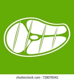 Steak icon white isolated on green background. Vector illustration