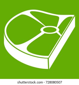 Steak icon white isolated on green background. Vector illustration