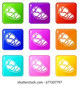 Steak icons of 9 color set isolated vector illustration