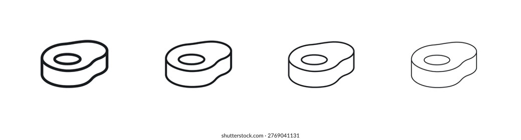Steak icons big set. Simple black stroke line versions collection