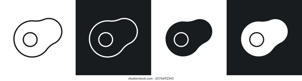 Steak icons collection in black and white solid and line style