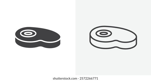 Steak icons. flat and line style set