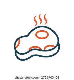 steak icons outline and Flat Style,transparent background