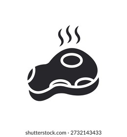 Contorno de iconos de bistec y estilo plano, fondo transparente
