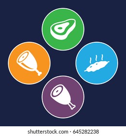 Steak icons set. set of 4 steak filled icons such as beef