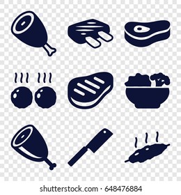 Steak icons set. set of 9 steak filled icons such as beef, food, meat