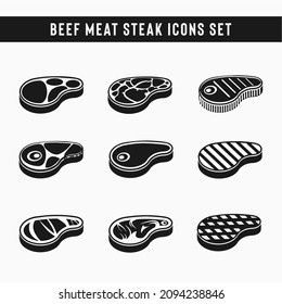 Steak Icons Set. Beef meat steak icons. Vector Images