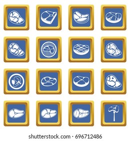 Steak icons set in blue color isolated vector illustration for web and any design