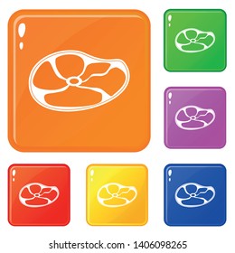 Steak icons set collection vector 6 color isolated on white background