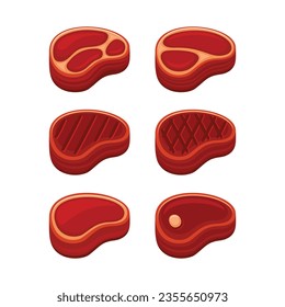 Steak Icons Set on White Background. Vector