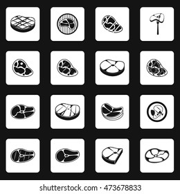 Steak icons set in simple style. Meat set collection vector illustration