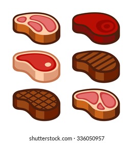 Steak Icons Set. Vector