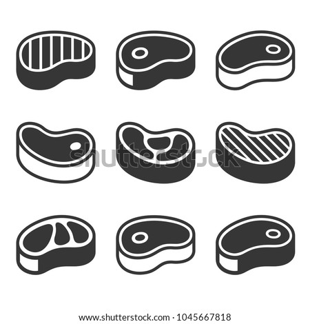 Steak Icons Set. Vector