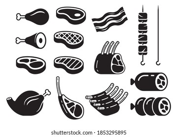 Steak icons set vector illustrations.